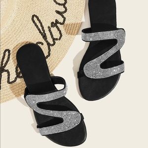 Rhinestone Open Toe Slides